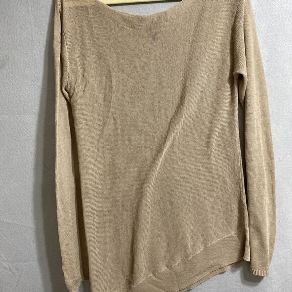 BCBG BEIGE Camille Dolman Slouchy Sweater Knit Top‎ Boatneck Off-Shoulder SZ L - Picture 4 of 7
